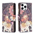 thumbnail image 5 of Dteck Case for iPhone 16 Pro Max, Magnetic Pattern Premium PU Leather 9 Card Slots Zipper Wallet Case Shockproof Kickstand Hybrid Rubber Flip Cover with Wrist Strap,Elephant, 5 of 7