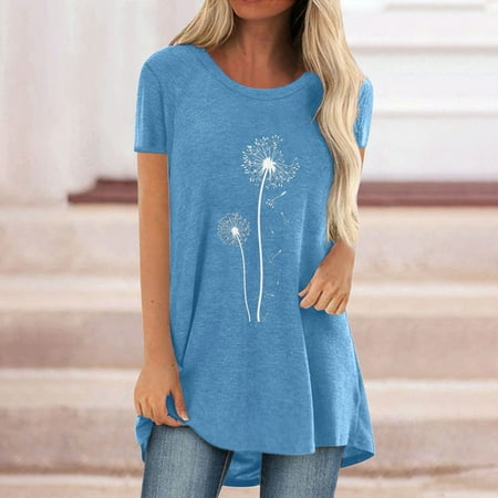 

Kakina CMSX Clearance Womens Shirts for Summer Women Fashion Casual Printing Shirts Short Sleeve Loose Tee Tops Tunic Blouse