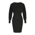 thumbnail image 3 of SCSAlgin Women's Sexy Boat Neck Bodycon Dress Slim Fit Lantern Sleeve Pencil Dress Pleated Sheath Midi Dress, 3 of 5