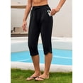 thumbnail image 3 of Charmo Drawstring Swim Bottoms for Womens V Slit Swim Capris Swim Pants with Pockets, 3 of 5