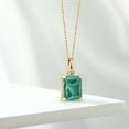 thumbnail image 4 of Gem Stone King 18K Yellow Gold Plated Silver Green Malachite and White Diamond Pendant Necklace for Women (5.03 Cttw, Gemstone Birthstone, Emerald Cut 10X8MM with 18 inch Silver Chain), 4 of 4