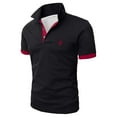 thumbnail image 3 of Men Polo Shirts Short Sleeve Deer Print Lapel T Shirt Color Matching Loose Business Foreign Trade Casual Polos for Men Red XXXL, 3 of 3
