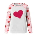 thumbnail image 4 of VALMASS Chandails en Molleton à Col Rond pour Femmes, Manches Raglan, Mode Décontractée, Imprimé Cœur, Blouses (TG, H Rose), 4 of 4