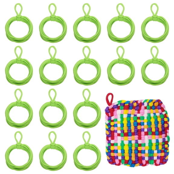 Uxcell 100 Pcs Potholder Loom Refill Loops, Elastic Potholder Weaving Refill Loops Knitting Kit Supplies in Rainbow Colors for Girls DIY Crafts 7" Weaving Loom, Light Green
