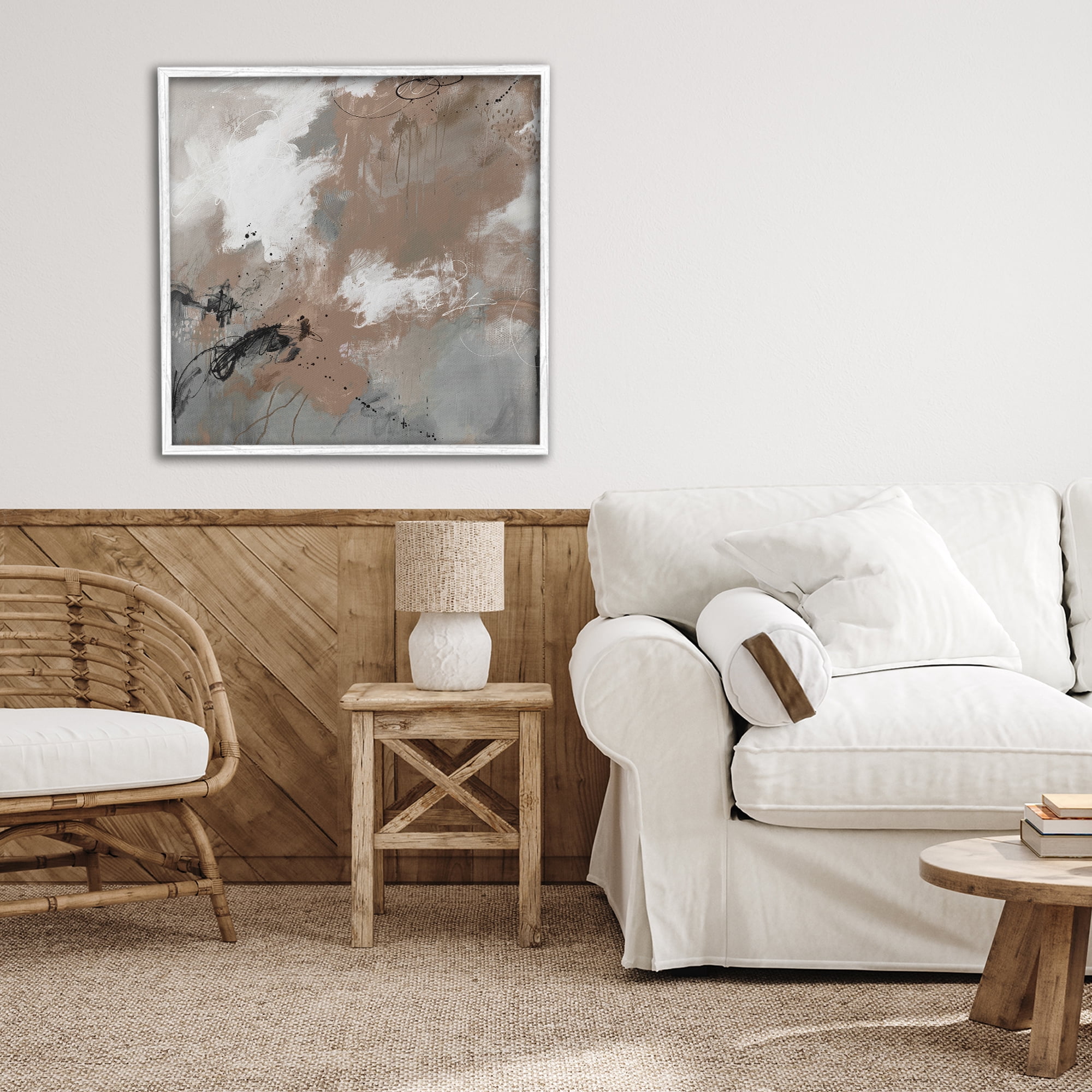 Stupell Industries Brown & Grey Brushwork White Framed Giclee Art, design by Ruth Fromstein