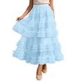 thumbnail image 2 of Long Tulle Skirts for Women Elastic High Waist Layered Ruffle A Line Flowy Maxi Skirt Renaissance Fairy Skirt, 2 of 6