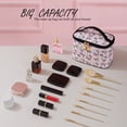 thumbnail image 2 of Bolsa de cosméticos AmbeAlla, grande, rosa, con portaescobillas para mujer, 2 of 7