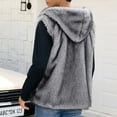thumbnail image 6 of Mwjwdo Mens Faux Fur Coat Fuzzy Sleeveless Vest Jacket with Hood Open Front Plush Coat Winter Warm Cardigan Outwear Dark Gray M, 6 of 8