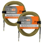 Gearlux Instrument/Guitar Cable, Tweed, 25 Foot - 2 Pack