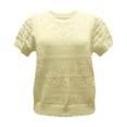 thumbnail image 5 of WCJM Womens 2026 Spring Summer Crocheted Lace Knit Short Sleeve T Shirt Lace Collar Thin Sweater (Yellow,XL), 5 of 5