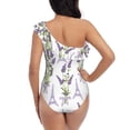 thumbnail image 5 of Gukieu Lavender Flowers Print One-shoulder Ruffled One-piece Swimsuit with Removable Chest Pads and Tummy-control Swimsuit for Women-Medium, 5 of 6