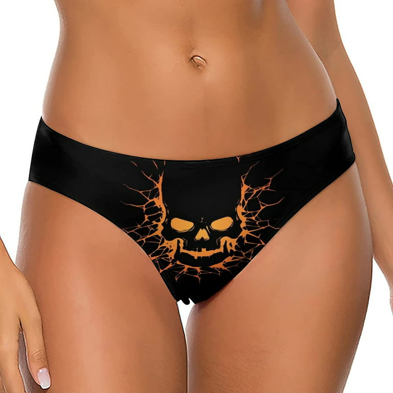 Black Skull with Crack Hole Women's Thongs Sexy T Back G-Strings Panties  Underwear Panty 