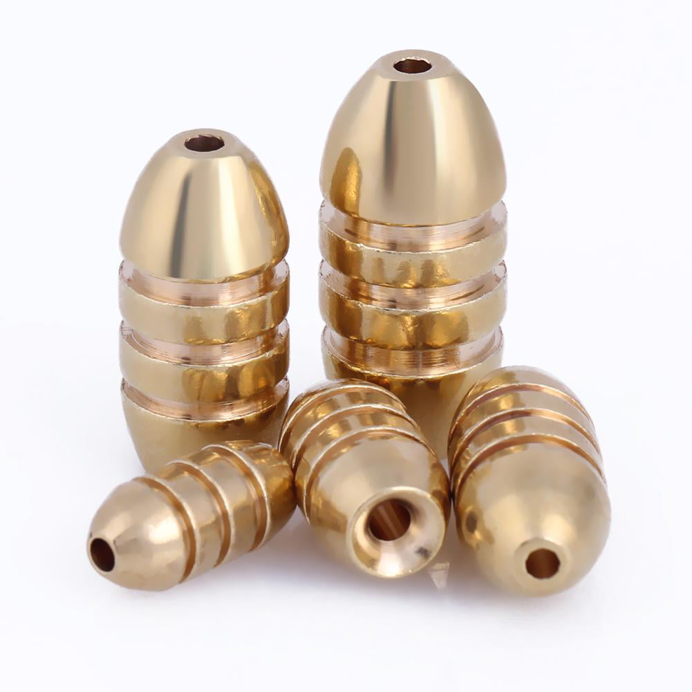 5pcs Copper Brass Thread Bullet Shape Fishing Sinkers Weight Fishing Tackle #ORP 