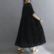 thumbnail image 4 of Vestido elegante de encaje floral para mujer, holgado, hasta media pantorrilla, cuello redondo y mangas cortas, 4 of 8