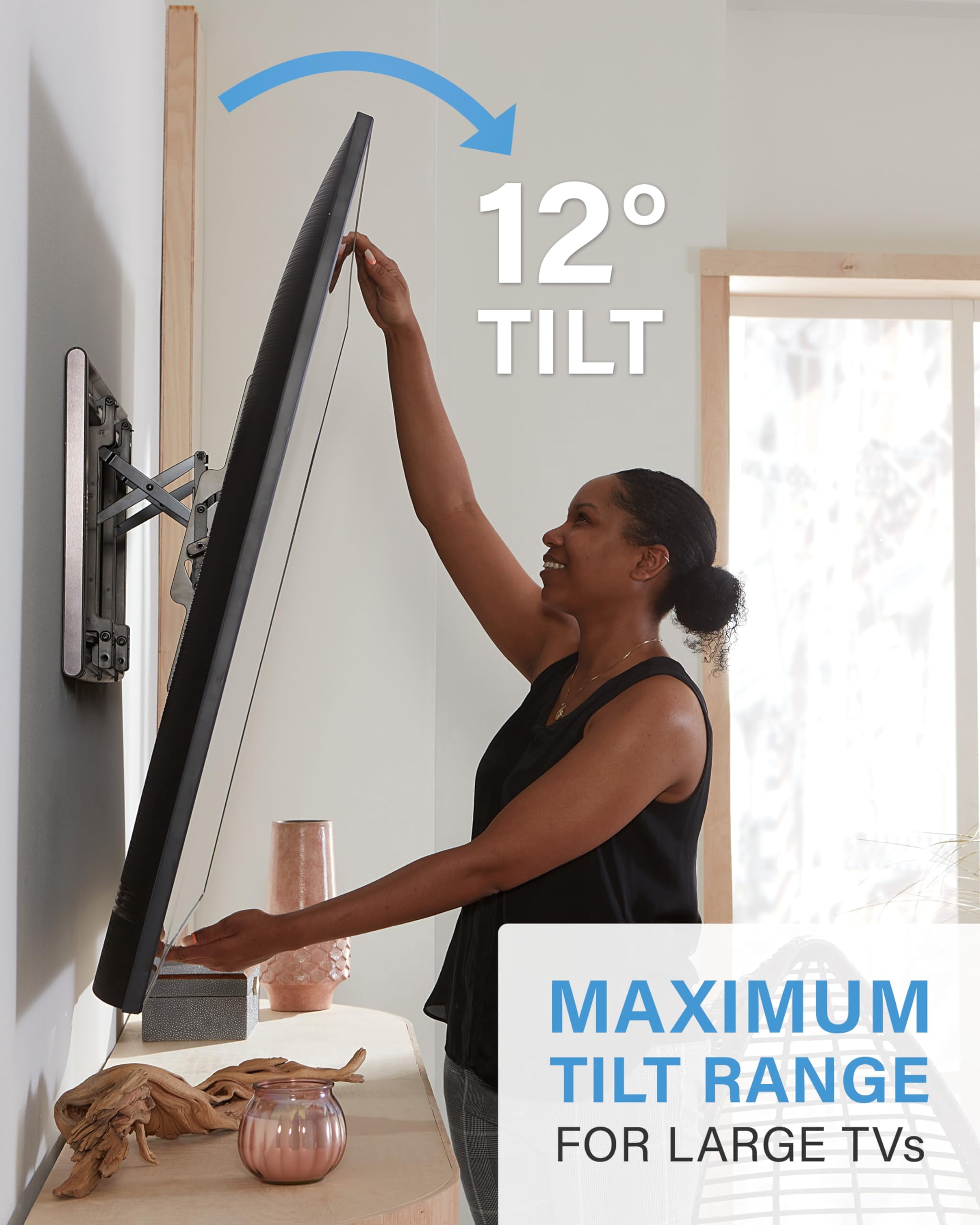 SANUS Tilting TV Wall Mount for 42" to 90" TVs - Universal TV Bracket w/ 12 deg Tilt - DIY Install w/ Included Hardware