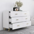 thumbnail image 3 of Jopath 6-Drawers Dresser for Bedroom,Modern High Glossy Surface Chest of Drawer with Golden Steel Legs,Wood Storage Organizer for Living Room,White02, 3 of 7