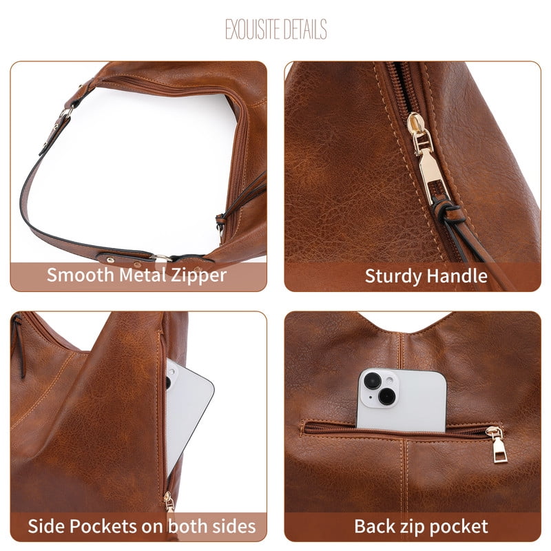 FALAN MULE Women’s Hobo Shoulder Bag Soft Leather Slouchy Handbag Large Capacity Everyday Purse