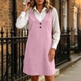 thumbnail image 6 of Liuinsasek Fall Dress for Women Fashion Sleeveless Suede V-Neck Simple and Classic Short Dress with Pockets Daily Casual Warm Outfits, 6 of 9