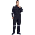thumbnail image 3 of Alvivi Men Long Sleeve Coveralls Mechanic Uniform Reflective Strips Multi Pockets Warehouse Workwear Navy Blue XL/175, 3 of 7
