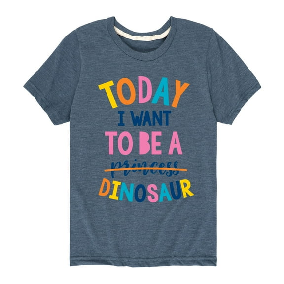 Instant Message - Want To Be A Dinosaur  - Kid's Short Sleeve Graphic T-Shirt