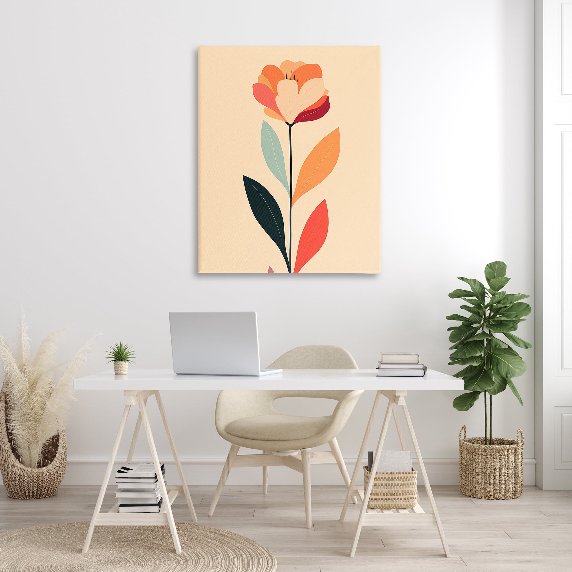 Stupell Industries Retro Hue Flower Botanical & Floral Painting Gallery Wrapped Canvas Art Print Wall Art, 36 x 48
