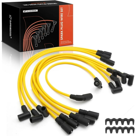 A-Premium Ignition Spark Plug Wires Set of 9 Compatible with Chevrolet Silverado 2500, Tahoe, Suburban 1500, Express 1500 2500, K1500, K2500 & GMC Yukon, Savana 1500 2500 & Cadillac Escalade & Isuzu