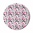 thumbnail image 1 of Geometric Mouse Pad for Computers, Sixties Ornamental Old Fashioned Shapes in Vintage Design Elements Image, Round Non-Slip Thick Rubber Modern Mousepad, 8" Round, Pink White Black, by Ambesonne, 1 of 2