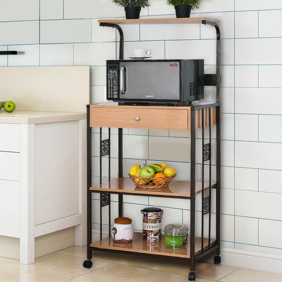 Ghp 25 2 X15 7 X59 1 Mdf Painted Iron Portable Kitchen Bakers Ghp 25 2 X15 7 X59 1 Mdf Painted Iron Portable Kitchen Bakers Rack Microwave Stand