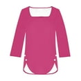 thumbnail image 4 of Timegard Womens Tops Square Neck Button Long Sleeve Solid Color Blouses Casual Comfy Loose Tee Tops, 4 of 5