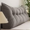 thumbnail image 1 of Genérico Triangular Pillow Headboard for Twin XL Beds: Corduroy Backrest with Storage Pocket | Ergonomic Wedge Cushion for Dorm Rooms & College Students (Gray,Narrow Full (47" W)), 1 of 7