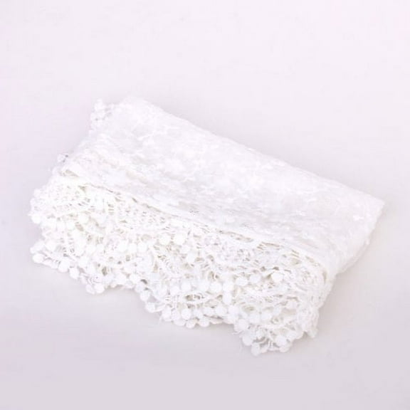 Women embroidered lace scarf white