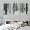 thumbnail image 3 of ONETECH  Canvas Wall Art Winter Snow Covered Birch Trees on The Hillside Nature Forest Modern Art Traditional Scenic Dramatic Black and White for Living Room, Bedroom, Office - 12''x16''X3 Panels, 3 of 4