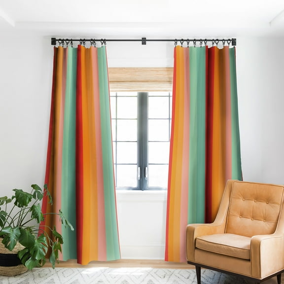 Society6 Colour Poems Vintage Rainbow Blackout Curtain Single Panel Green Modern 50" x 64"