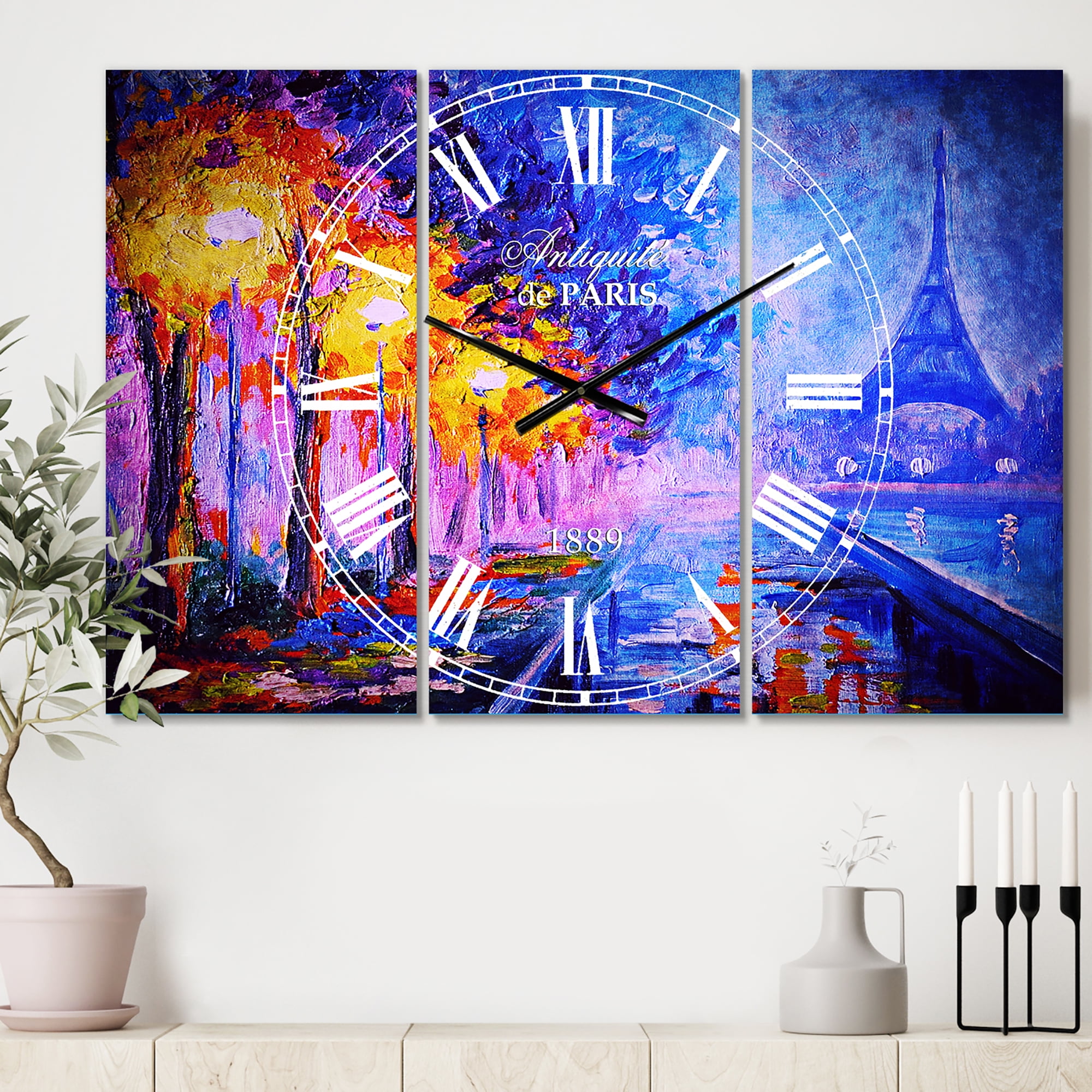 Designart 'View of Paris Eiffel Tower' Mediterranean wall clock
