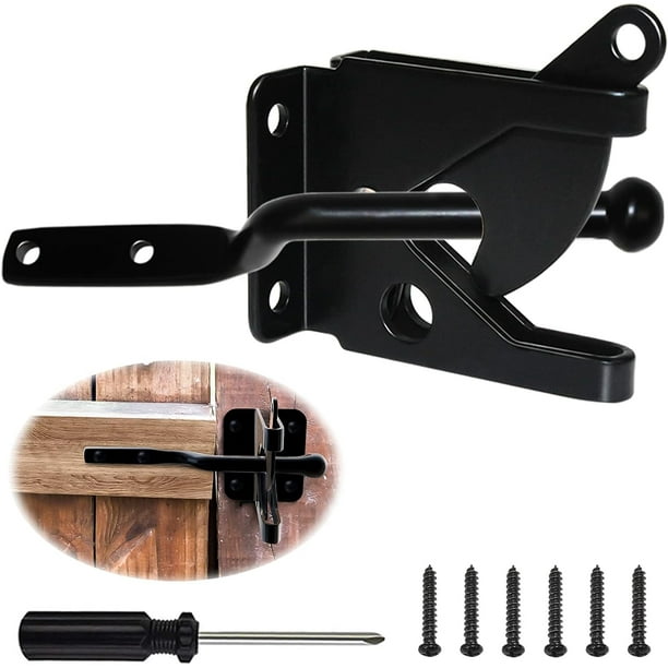 Pestillo de puerta Pestillo de puerta de acero inoxidable Palanca de gravedad automática Pestillo de puerta negro automático Cerradura de puerta de jardín con tornillos para puerta de madera y puerta