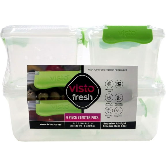 Redmon Since 1883 VISTO? FRESH Variety Pack Latch Lid Set of 6 Food Storage Containers