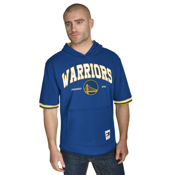 Men's Tommy Jeans Royal Golden State Warriors Paul French Terry Short Sleeve Pullover Hoodie