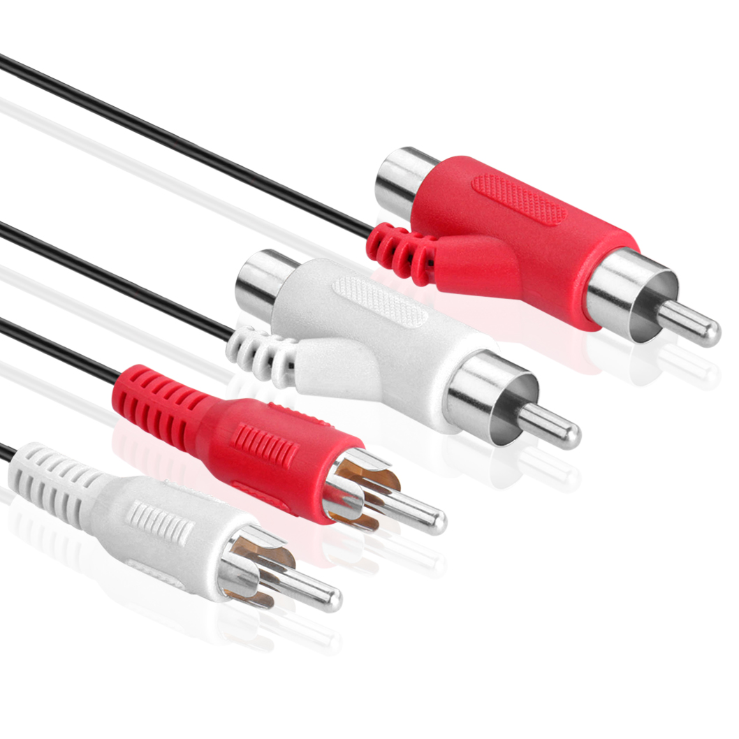 RCA Piggyback Extension Cable (6 Feet) 2RCA Audio Extender Adapter Cord Wire Coupler Male to Female Dual Red/White Connector Jack Plug Extend Video Audio 2 Channel Stereo (Right and Left) - image 2 of 4