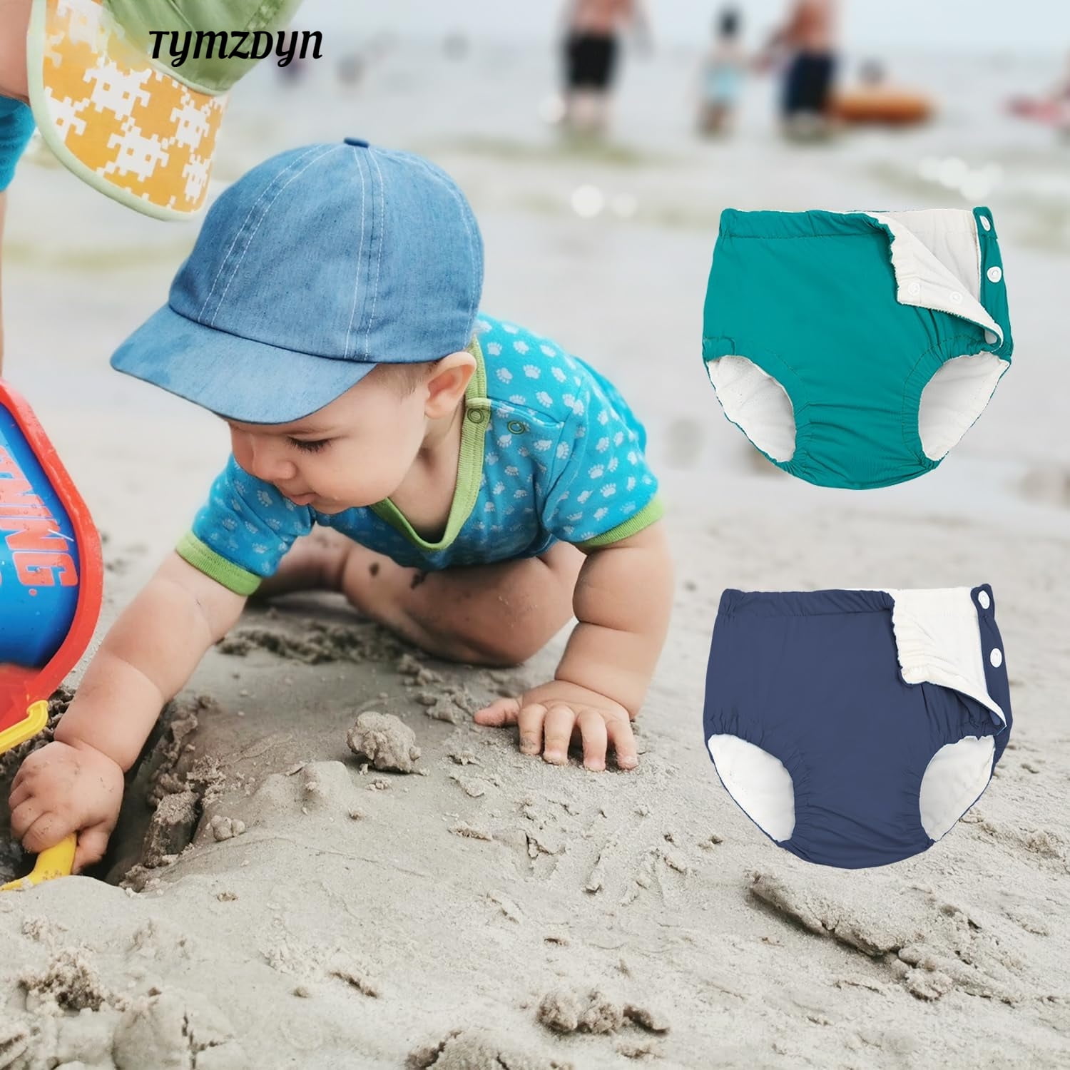 TYMZDYN 2 Packs Baby Reusable Swim Diapers Soft and Silky Toddler Swim Diaper Washable Baby Swim Diaper 3T Baby Swim Trunks Swimming Diapers Size 3 Waterproof Diapers for Swimming Boys and Girls
