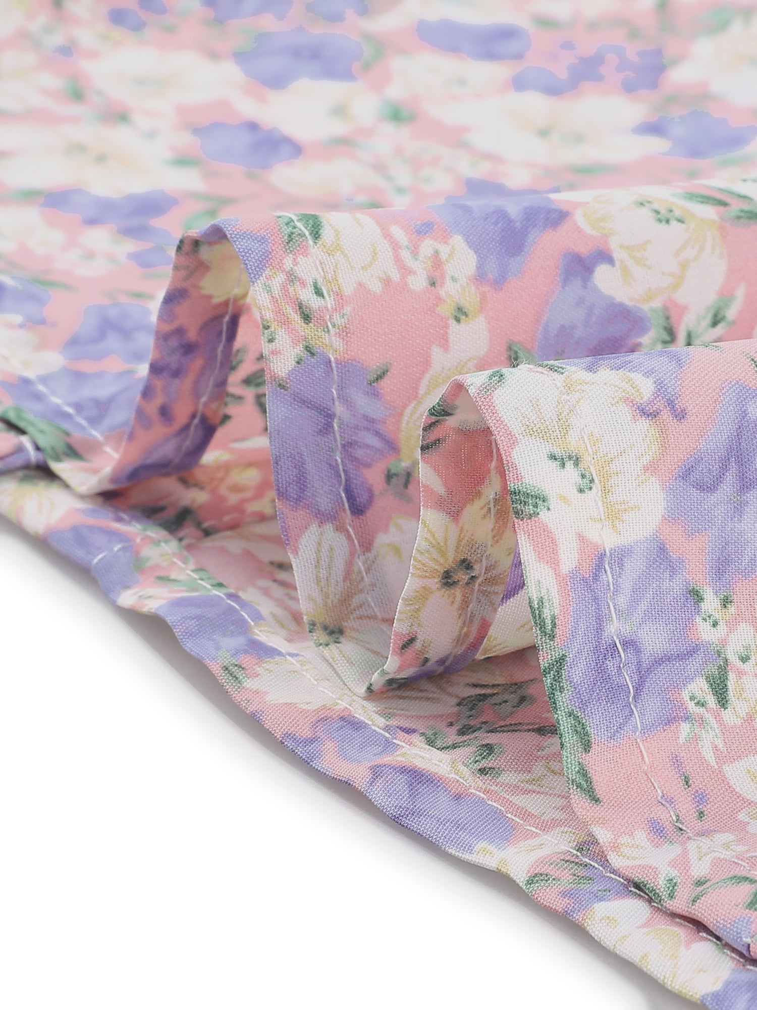 DARING DIVA Doll Collar Floral Bow Tie Short Sleeve A-line Dresses S Pink