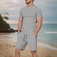 thumbnail image 2 of Men Short Sets Outfits 2 Piece Set Mens T-Shirts and Shorts Summer Matching Set Beach Clothes Men Vacation Outfits, 2 of 6