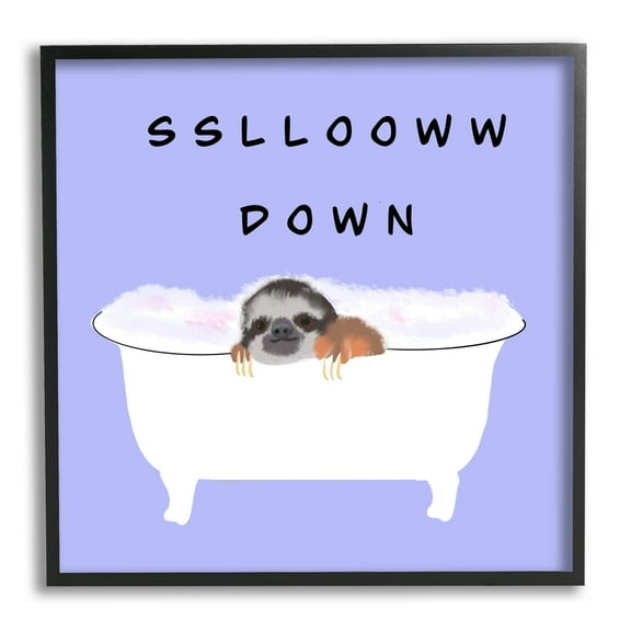 Stupell Industries Slow Down Baby Sloth Bubble Bath Lavender Purple, 17 x 30, Design by Ashley Singleton