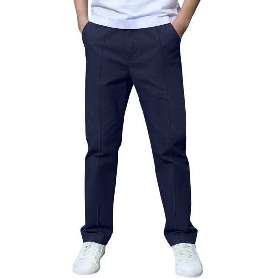 Boys Dress Pants Kids Elastic Waist Straight Leg Uniform Pants Casual Trousers Pockets Teen Slim Fit Fashion Formal Clothes