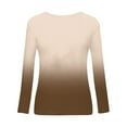 thumbnail image 4 of YWDJ Shirts for Women Graphic Tees Long Sleeve Dip Dye with Crew Neck Long Sleeve Khaki L, 4 of 5