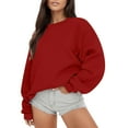 thumbnail image 1 of GPOECD Chandail à Manches Longues pour Femmes, Col Rond, Coupe Ample, Confortable, Automne, Décontracté, z9262-Rouge, TG, 1 of 6