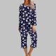 thumbnail image 1 of Puntoco Conjunto de pijama cómodo de dos piezas con cuello redondo y manga larga para mujer, conjunto deportivo, 2 piezas Puntoco Puntoco-1301, 1 of 5