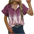 thumbnail image 2 of ALLLIST Plus Size Tops for Women Short Sleeve Collared Button Down Shirts Casual Brown Leopard Print Shirts Womens Clothing, 2 of 6