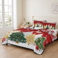 thumbnail image 2 of Quilts King Size Bedding Set, Christmas Lightweight Quilted Comforter, Red Xmas Trees Pine Needle Snowflake Soft Reversible Bedspread Coverlet with Pillow Covers for All Season, 96" x 106", 2 of 9