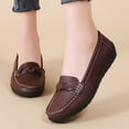 thumbnail image 4 of Dweltoz Penny Loafers for Women Business Casual Comfort Boat Shoes Lightweight Slip-Ons Retro Dress Shoes,Brown 43, 4 of 5