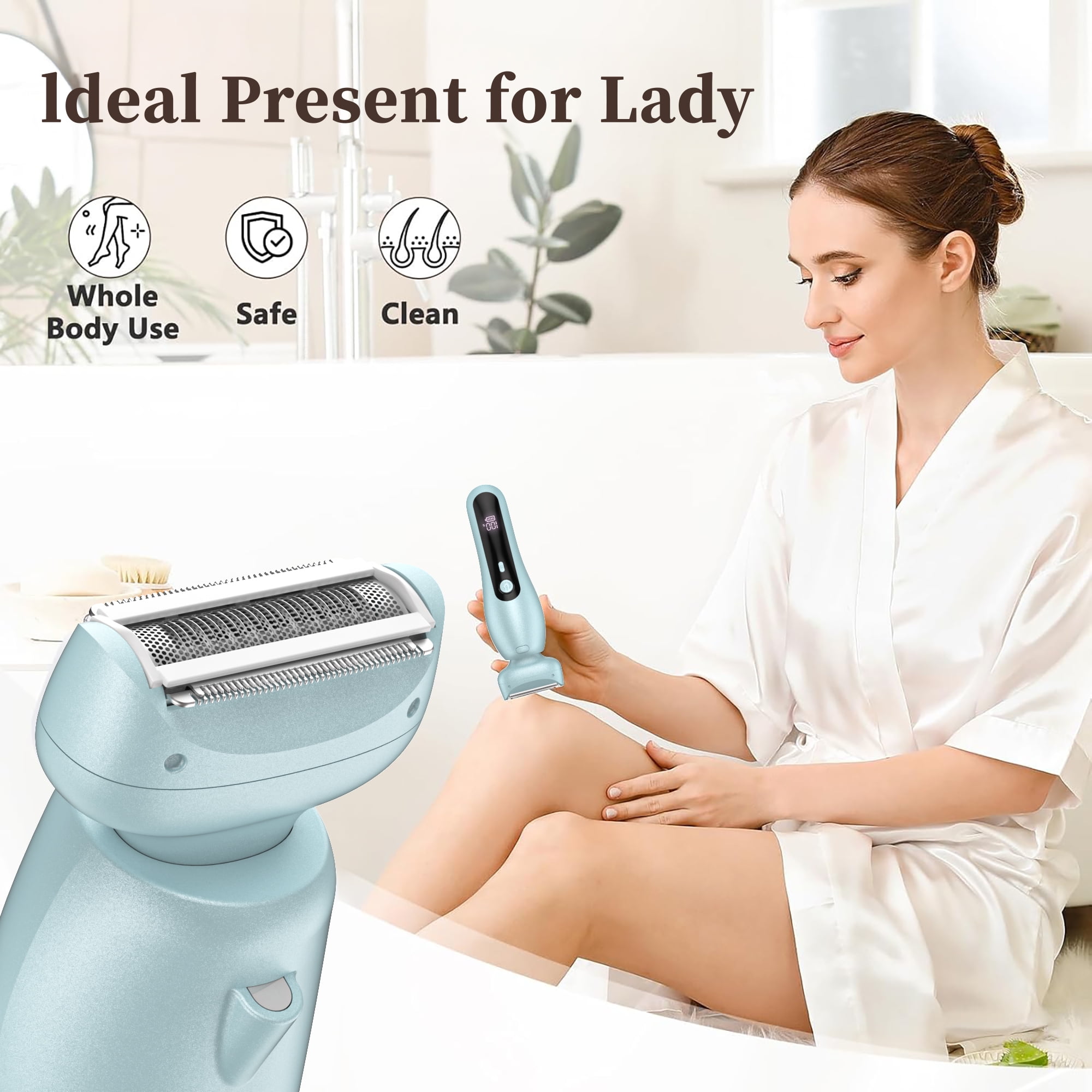 Women Electric Razor, 2 in 1 Electric Shaver for Women, LED Light, Digital Display, Low Noise, Wet Dry Use for Bikini Hair Removal Underarm Public Hairs Legs